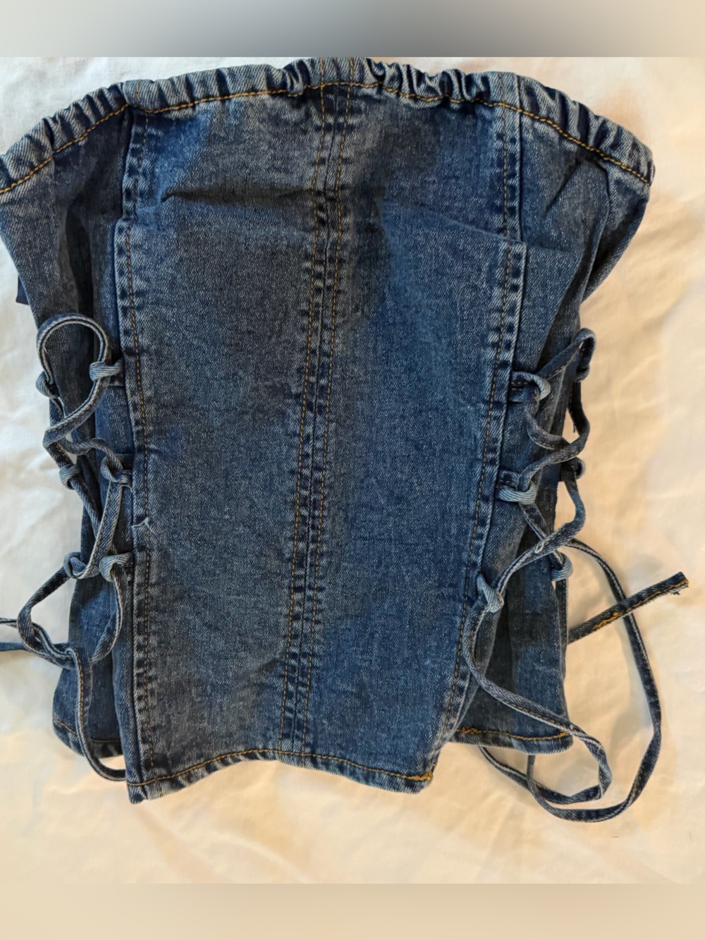 Women’s Denim Lace-Up Tube Top - Blue